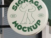 Outdoor Round Signage Mockup Half Side View Preview 5