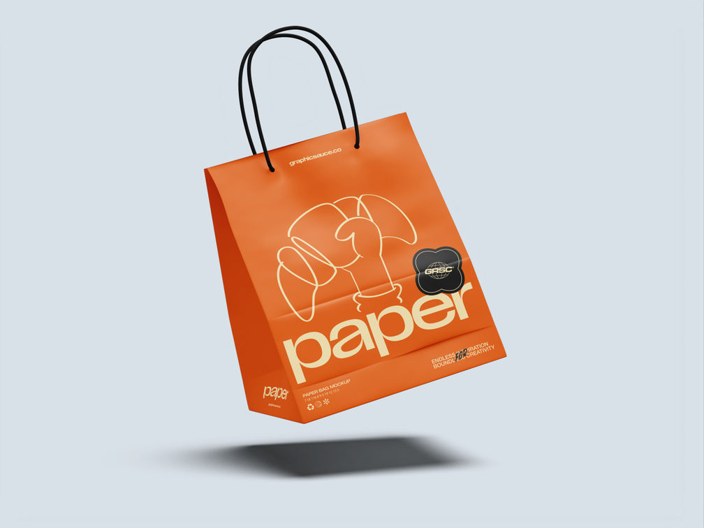 Paper Bag Mockup Flying View Preview 01