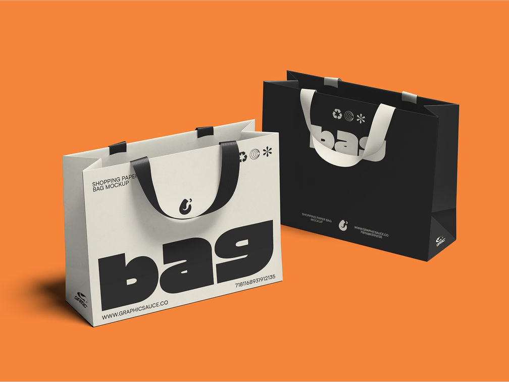 Paper Shopping Bag Mockup Half Side View Preview 1