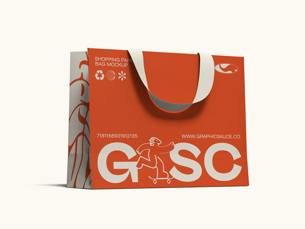 Paper Shopping Bag Mockup Low Angle View Preview 1