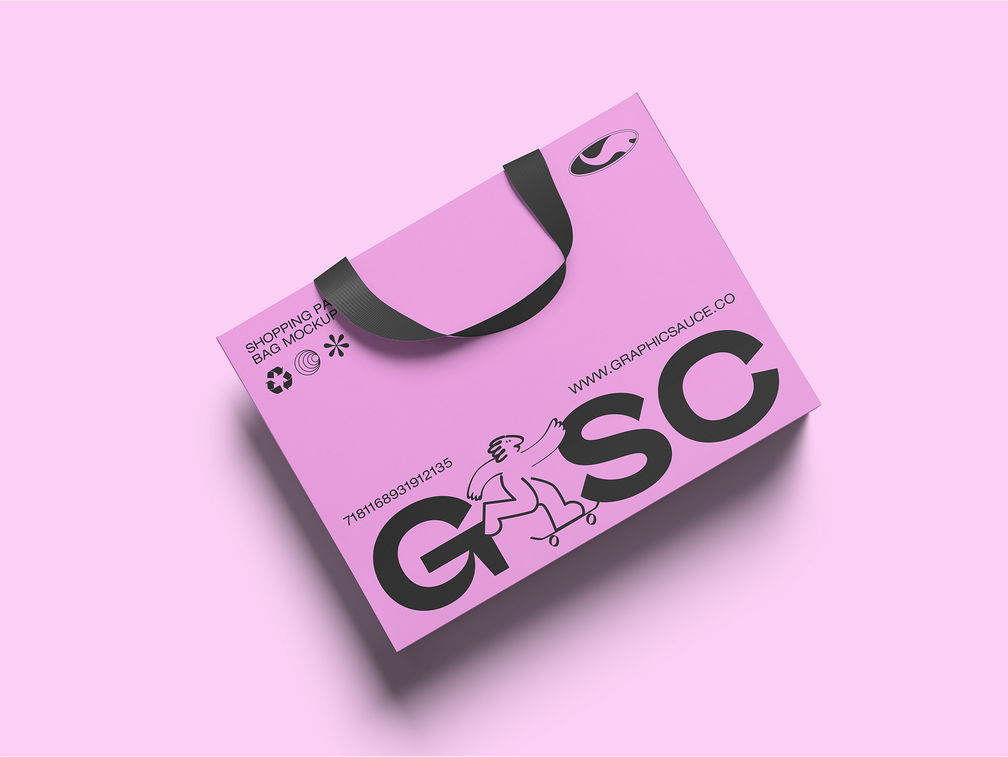 Paper Shopping Bag Mockup Top View Preview 1