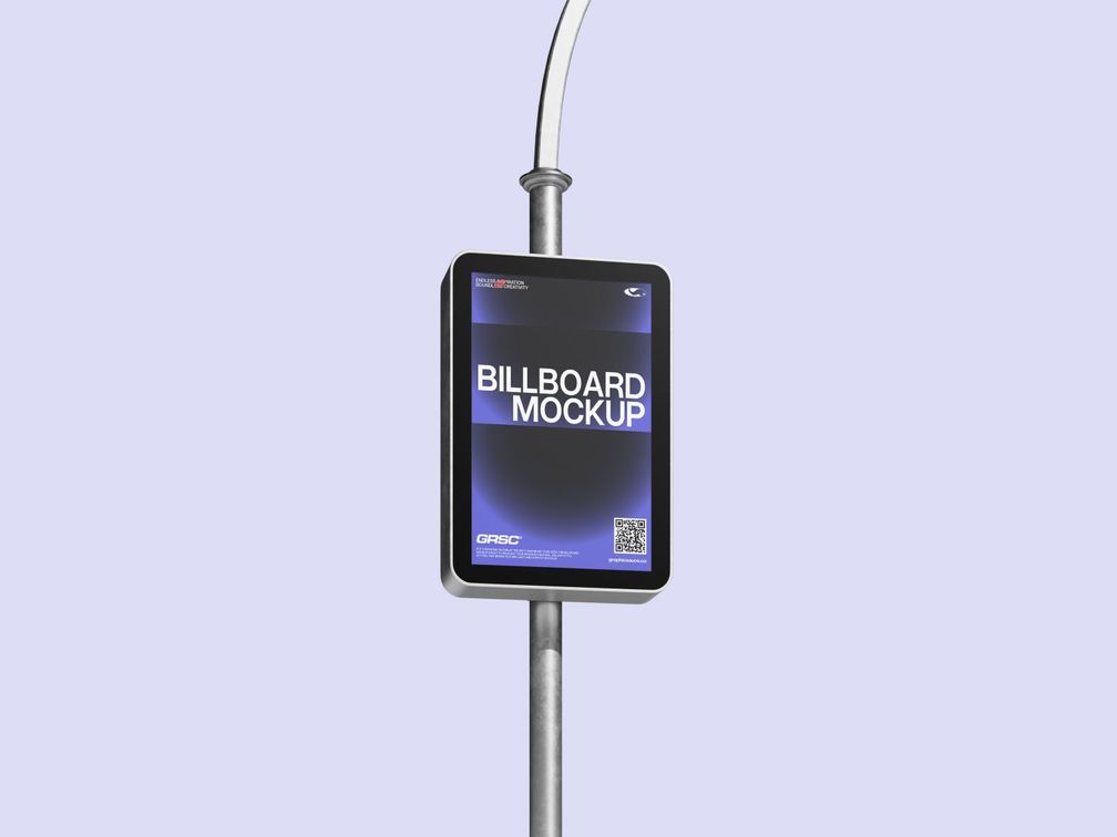 Pole Billboard Mockup Front View Preview 01