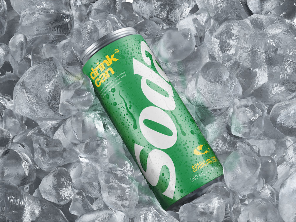 Soda Can With Ice Mockup Isometric View Preview 1
