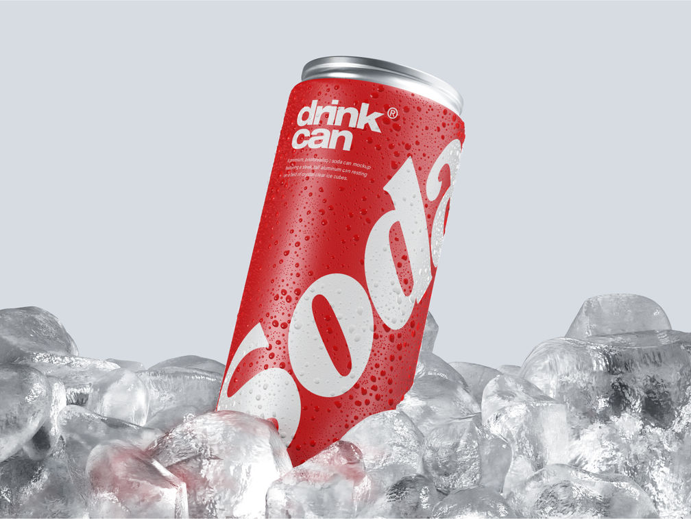 Soda Can With Ice Mockup Low Angle View Preview 1