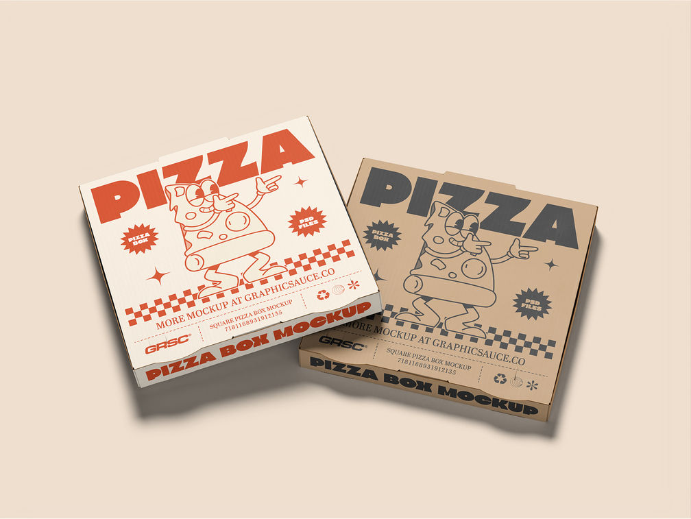 Square Pizza Box Mockup Stack It Preview 1