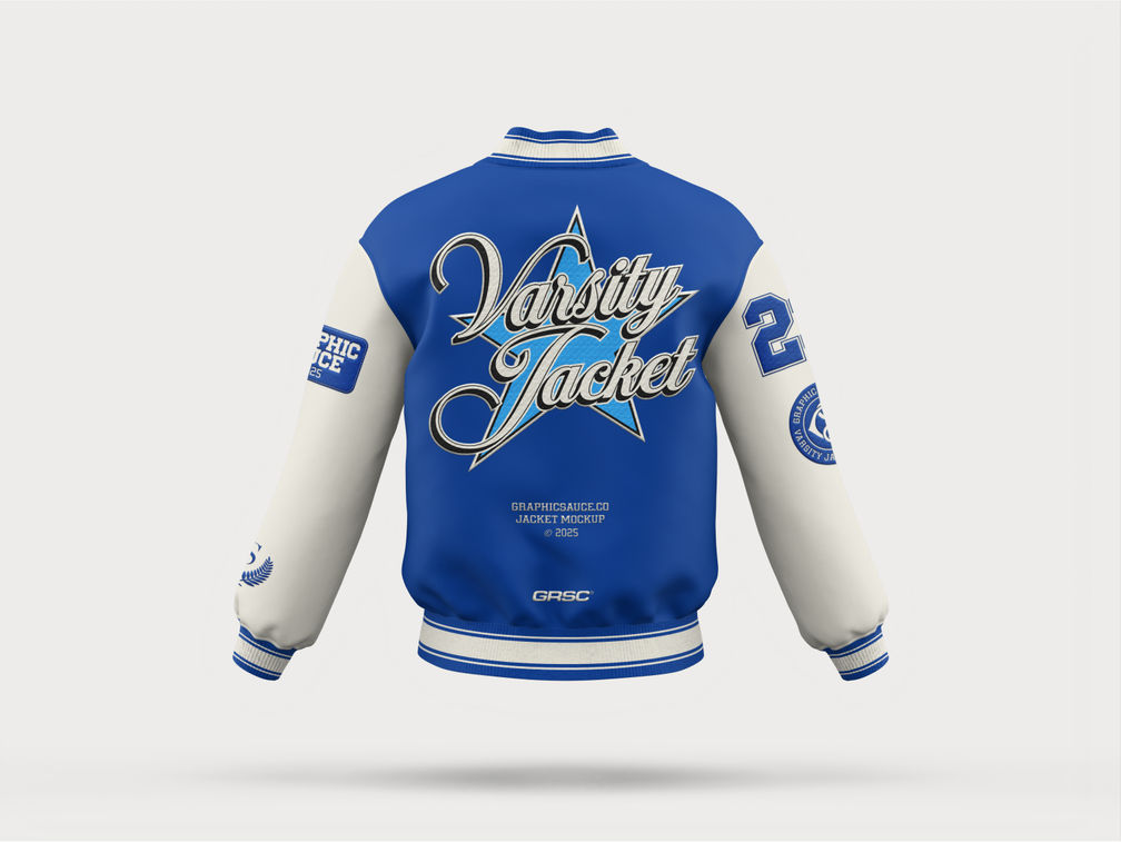 Varsity Bomber Jacket Mockup Back View Preview 1