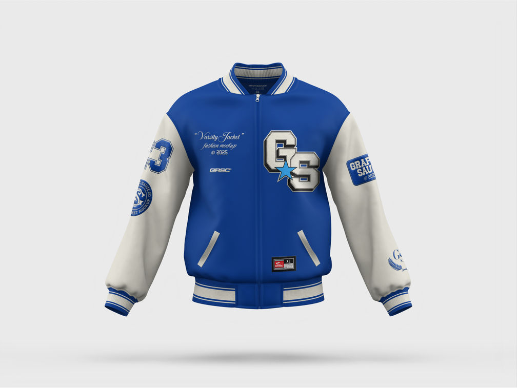 Varsity Bomber Jacket Mockup Front View Preview 1