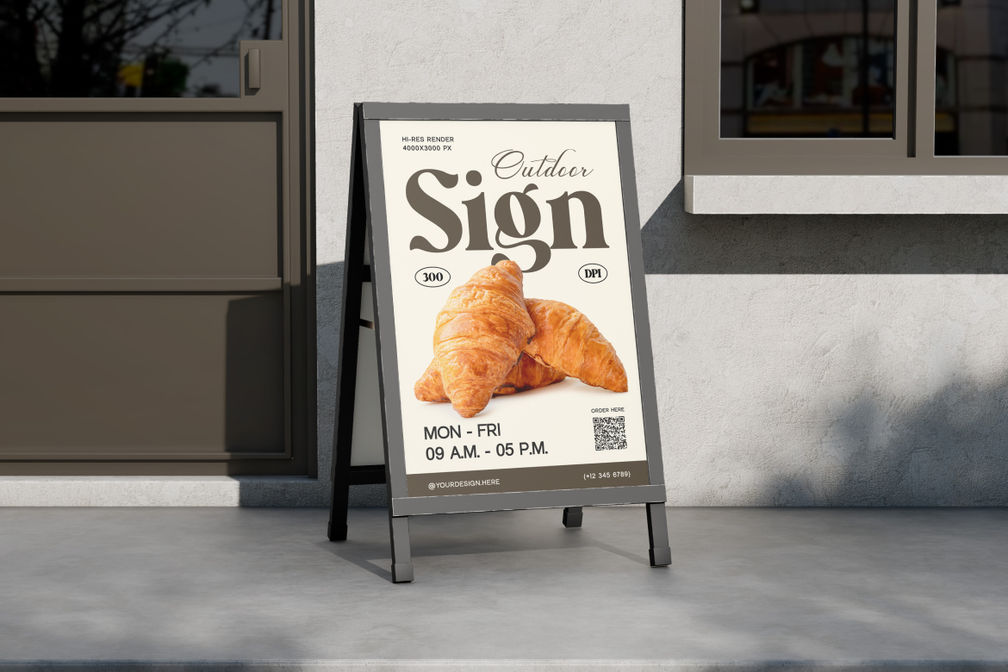 A Frame Sidewalk Storefront Mockup For Cafe Sign Preview 1
