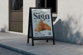 A Frame Sidewalk Storefront Mockup For Cafe Sign Preview 2
