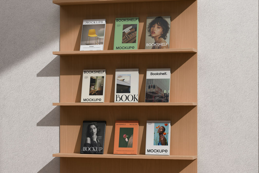 Bookshelf Magazine Display Mockup For Book Display Preview 3
