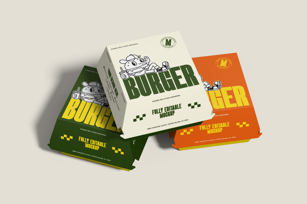 Fast Food Burger Box Packaging Mockup For Branding Preview 1