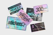 Iridescent Hologram Sticker Mockup For Branding Preview 1