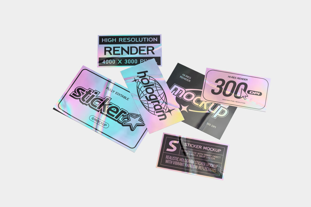 Iridescent Hologram Sticker Mockup For Branding Preview 3