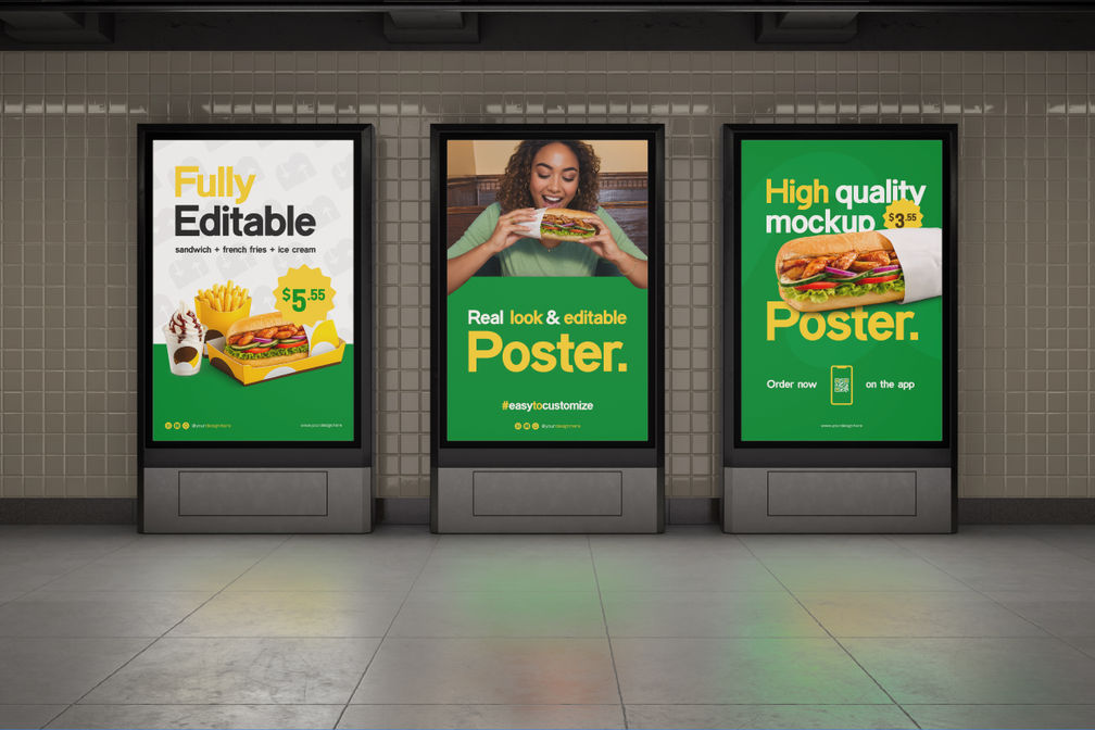 Vertical Billboard Advertising Subway Mockup Preview 1