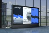 Airport Advertising Billboard Poster Mockup Left Side View