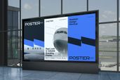 Airport Advertising Billboard Poster Mockup Right Side View