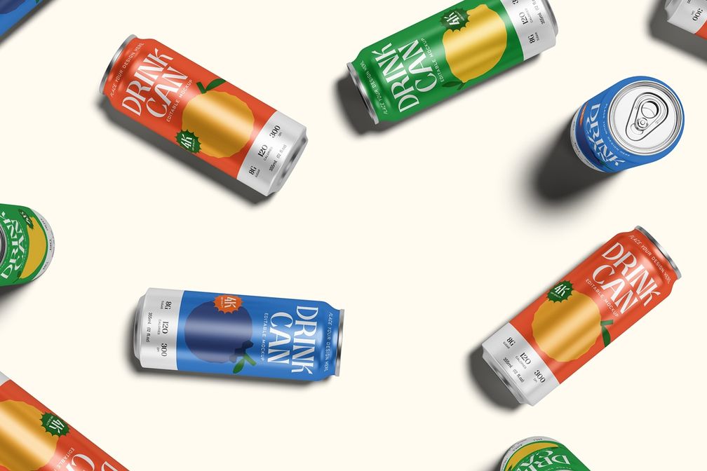 Aluminum Soda Drink Can Mockup Top View
