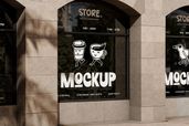 Coffee Shop Store Glass Window Sticker Mockup Left Side View