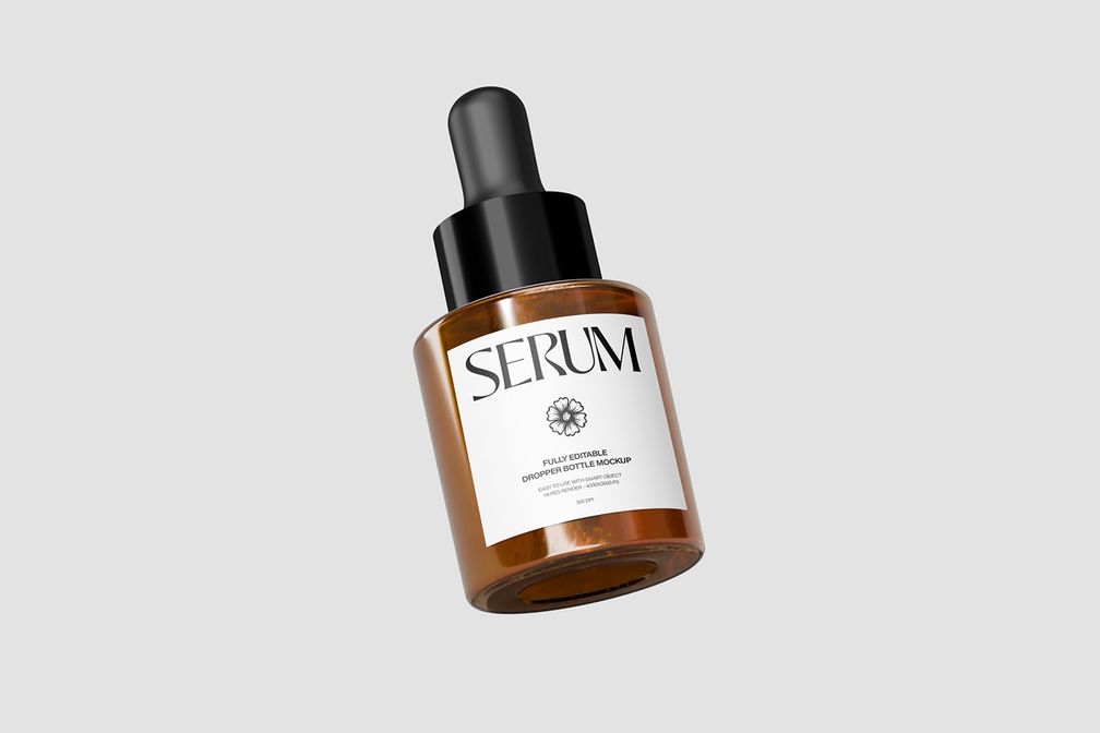 Cosmetic Serum Dropper Bottle Mockup View 1
