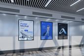 Indoor Airport Terminal Poster Mockup Left Side View
