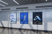 Indoor Airport Terminal Poster Mockup Right Side View