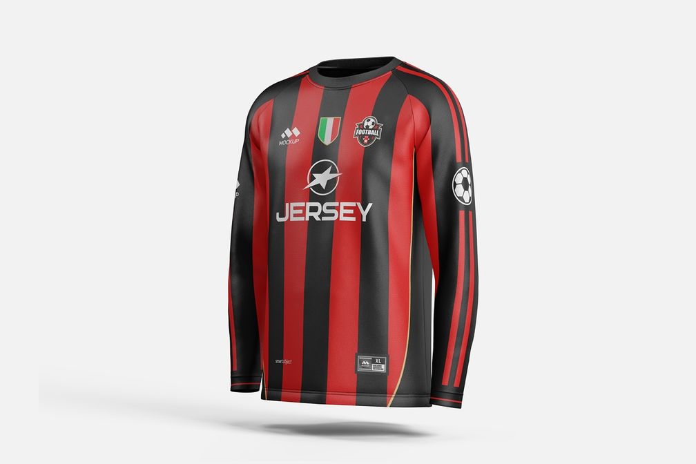Long Sleeve Sports Football Jersey Mockup Side View