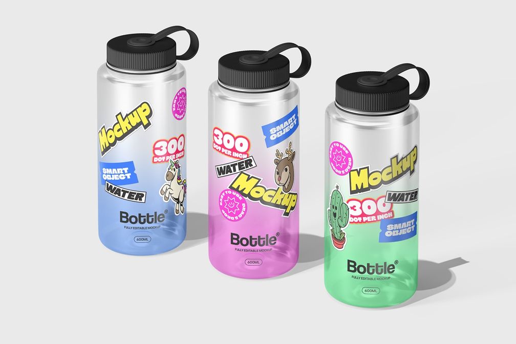 Plastic Water Tumbler Bottle Mockup View 3