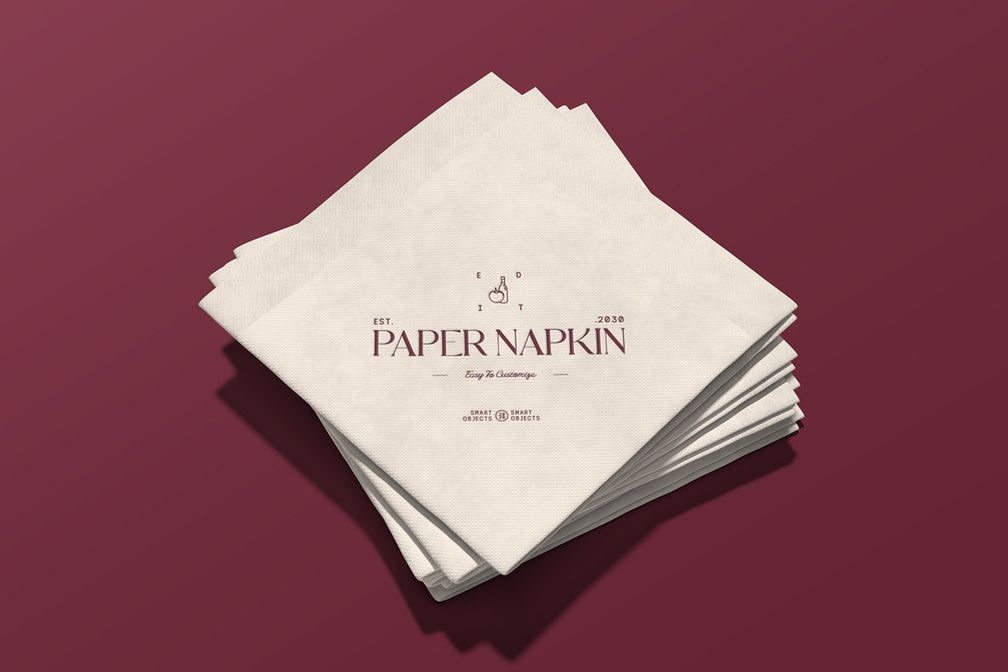 Restaurant Square Paper Napkin Mockup Front View