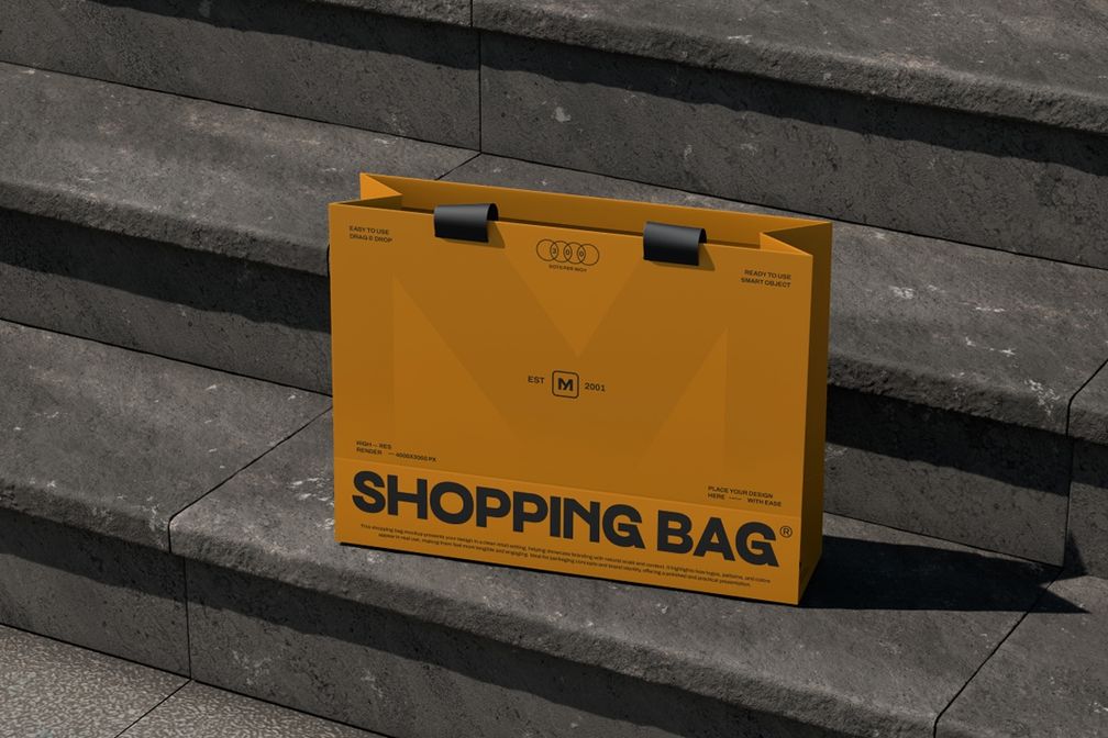 Retail Shopping Paper Bag Mockup View 1
