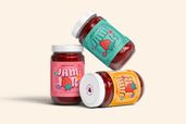 Strawberry Jam Glass Jar Packaging Mockup Front View