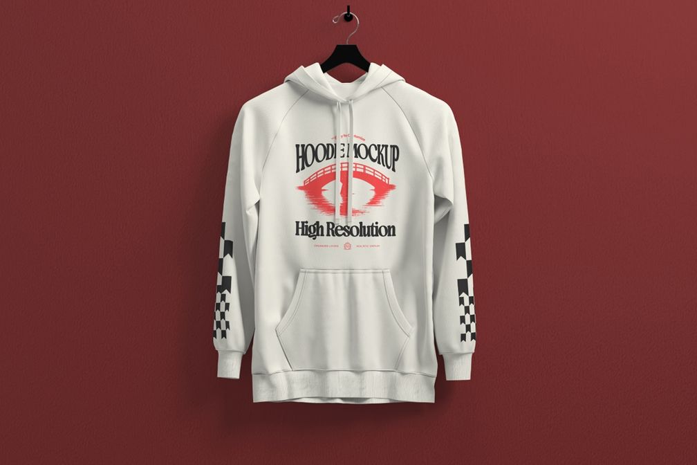 Streetwear Pullover Hoodie Fashion Mockup Front View