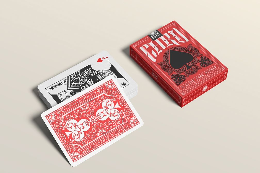 Casino Poker Playing Cards Deck Mockup Card And Box View 1