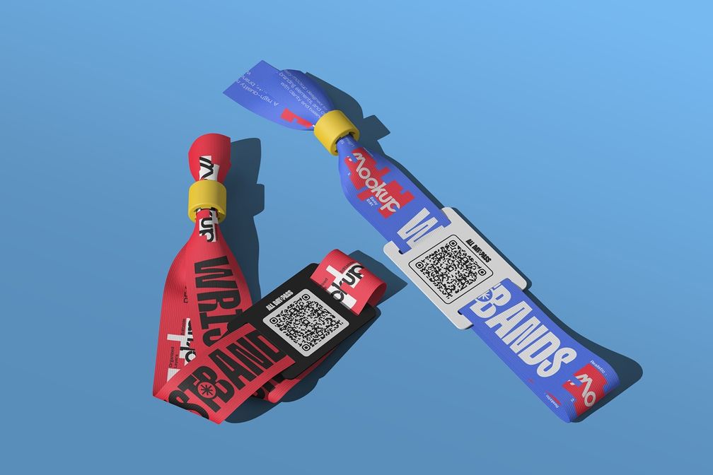 Concert Event Wristband Access Pass Mockup Isometric View 2