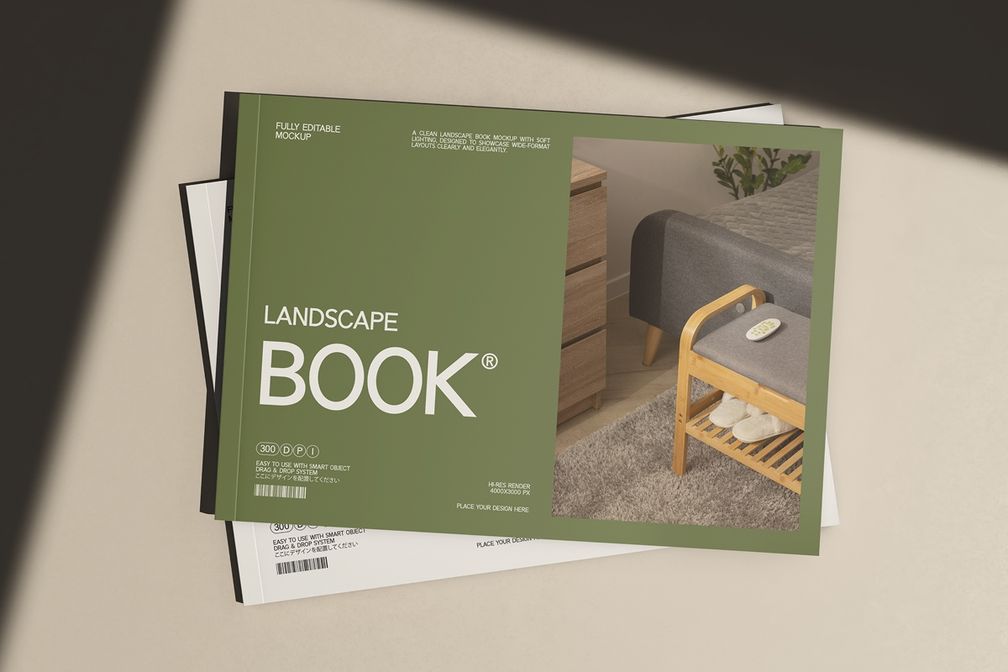 Hardcover Landscape Magazine Catalog Mockup Top View