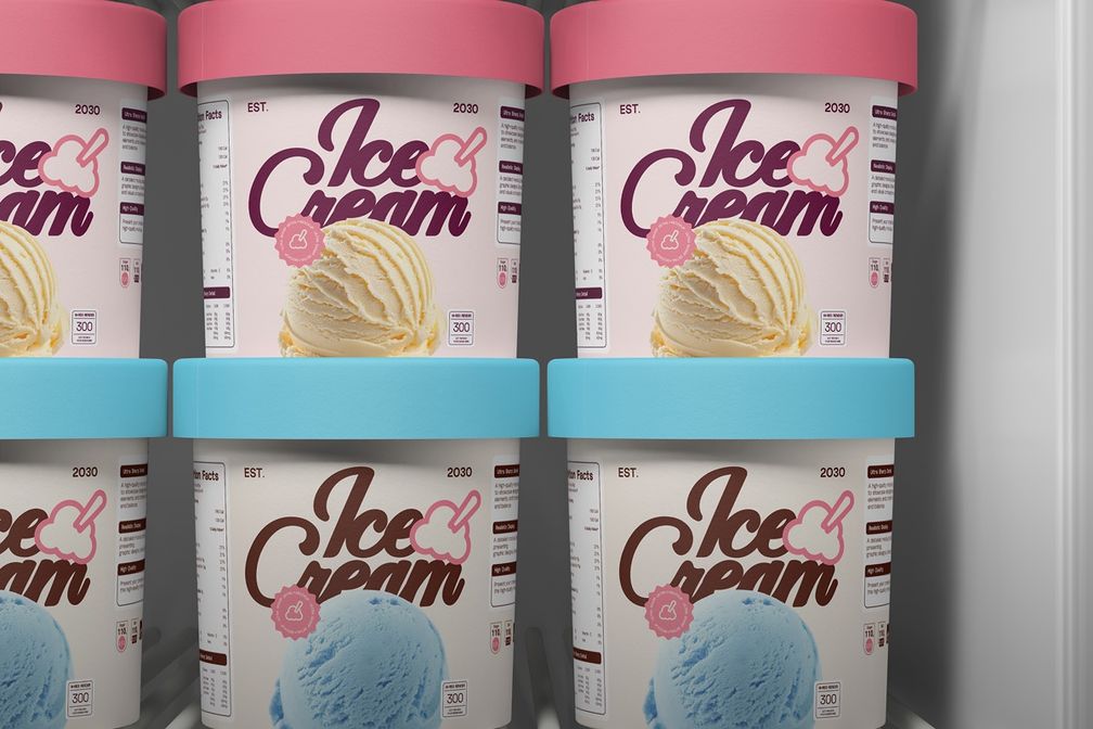 Ice Cream Dessert Cup Freezer Packaging Mockup Front View