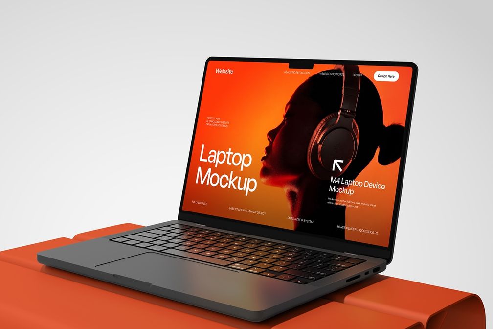 Macbook Laptop Website Screen Mockup Right Side View