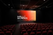 Movie Theater Hall Screen Mockup Left Side View