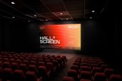 Movie Theater Hall Screen Mockup Right Side View