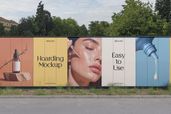Outdoor Advertising Cosmetic Product Hoarding Mockup Front View