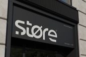 Outdoor Retail Business Storefront Sign Mockup Left Side View