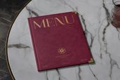 Restaurant Branding Menu Book Mockup Closed Top View 1