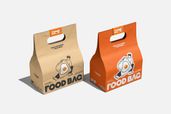 Restaurant Fast Food Paper Bag Mockup Isometric Voew