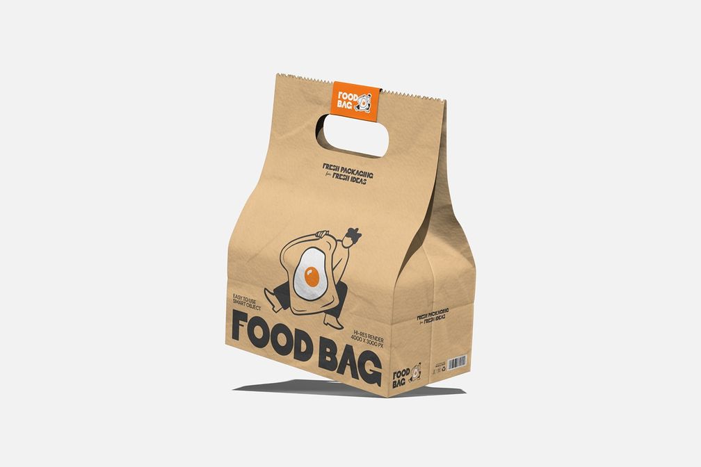 Restaurant Fast Food Paper Bag Mockup Right Side View