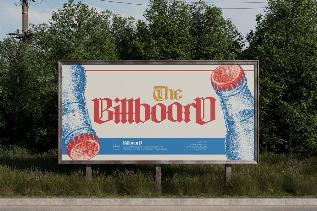 Roadside Product Advertising Billboard Mockup Front View