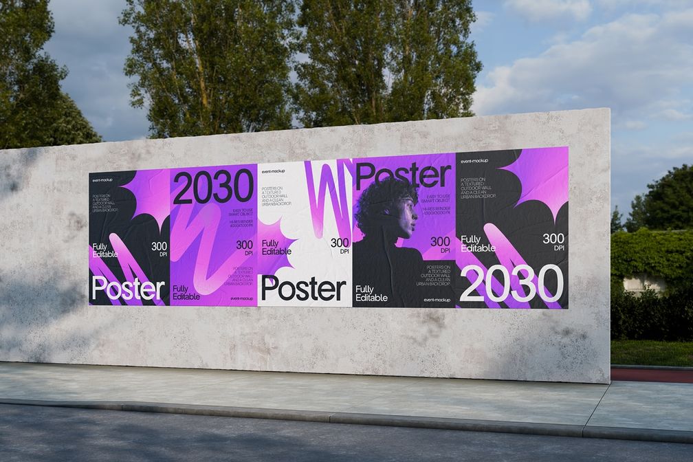 Urban Street Event Advertising Poster Mockup Right Side View