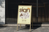 A Frame Sidewalk Coffeeshop Sign Mockup Front View