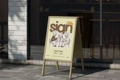 A Frame Sidewalk Coffeeshop Sign Mockup Left Side View
