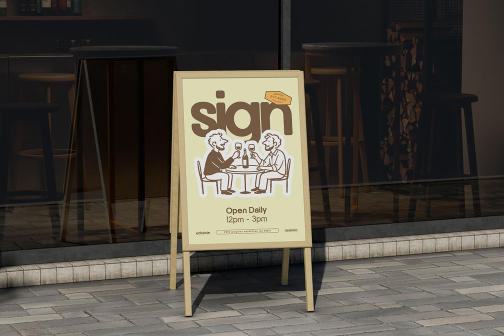 A Frame Sidewalk Coffeeshop Sign Mockup Right Side View