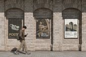 Arched Brick Wall Poster Mockup For Street Display Front View