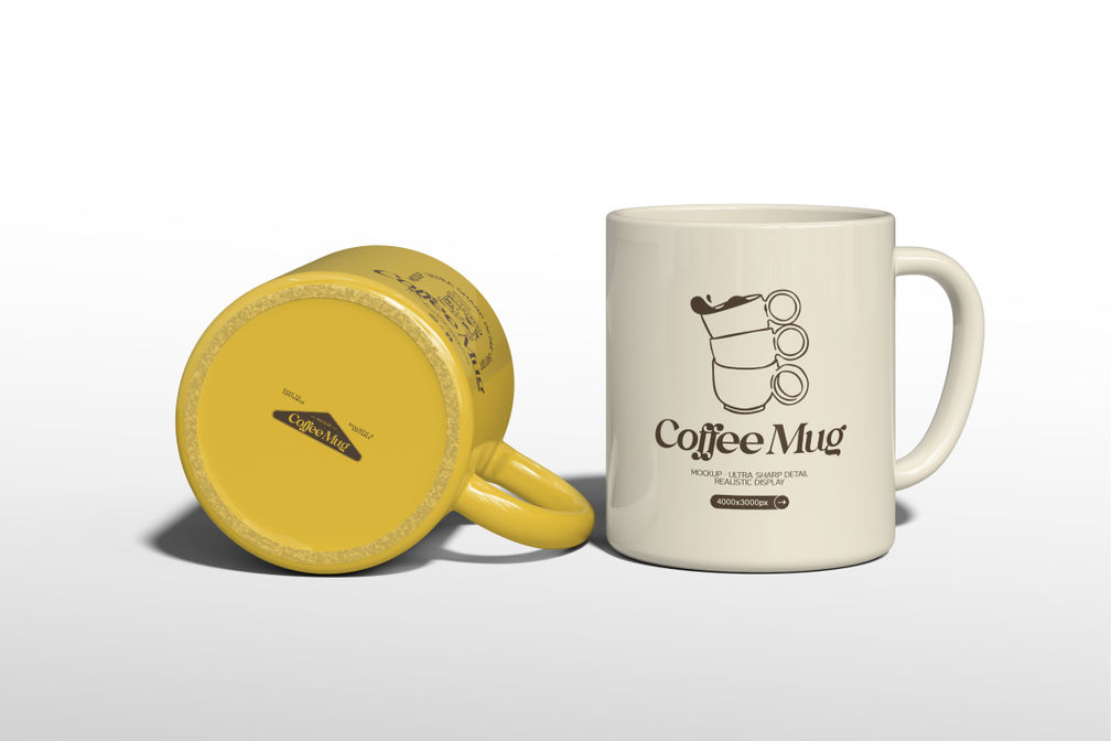 Cafe Ceramic Coffee Mug Mockup Front View
